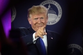 O presidente dos EUA, Donald Trump durante participação da Values ​​Voter Summit. (Foto: Eric Baradat / AFP / Getty Images)