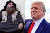 O líder do Estado islâmico, Abu Bakr al Bagdadi [à esquerda); e o presidente americano Donaldo Trump. (Foto: Reprodução/Vox/National Revew)