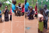 O missionário Ezra Baagala e sua equipe conseguiram batizar novos crentes na vila de Makokoto, Mubende. (Foto: Reprodução/UGCN)