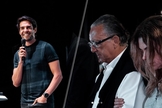 Kaká, durante palestra na Igreja Batista da Lagoinha, e Galvão Bueno, seu convidado. (Foto: Reprodução/ Lagoinha Orlando Church)