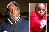 Keith Rollins e Ethan Adeyemi, de 2 anos, que estava desaparecido. (Foto: Reprodução/God TV)