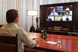Presidente Jair Bolsonaro em celebração de Páscoa por videoconferência. (Foto: Reprodução/TV Brasil)