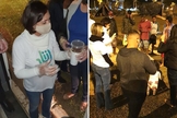 A primeira-dama distribuiu sopa e orou com moradores de rua. (Foto: Instagram/Michelle Bolsonaro)