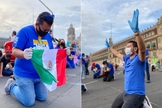 Cristãos em oração nas ruas do centro da Cidade do México, capital do país. (Foto: Marcha de Gloria)