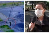Câmeras de segurança filmam momento em que mulher quase foi atingida por um poste em Curitiba. (Foto: Reprodução/RIC Record Tv)