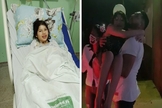 Isabele Keit hospitalizada e no dia de sua alta. (Foto: Reprodução / Mídia Rondoniense)