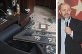 Pastor Said Deeb e imagem do escritório da igreja após as explosões. (Foto: Reprodução / Facebook)