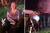 Sheila Cady, de 75 anos, louva a Deus ao encontrar suas Bíblias. (Foto: Reprodução/WRCB)