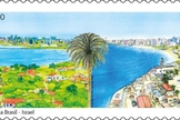 Selo com paisagens de brasileiras e israelenses comemora amizade entre os dois países. (Foto: Reprodução / Correios)