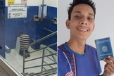 Imagem de jovem que orou ao entregar currículo comoveu as redes sociais. (Foto: Razões Para Acreditar)