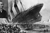 John Harper [destaque] e imagem do Titanic naufragando. (Foto: Montagem)