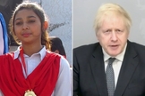 Maira Shahbaz (à esquerda) enviou uma 'carta' ao primeiro-ministro do Reino Unido, Boris Johnson (à direita), pedindo ajuda, enquanto teme por sua própria vida e de sua família, após fugir de um casamento islâmico forçado, no Paquistão. (Foto: Daily Mail)