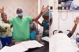 Neurocirurgião em momento de adoração com paciente e enfermeiros. (Foto: Montagem/Guiame/Facebook/NKANI)