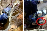 Socorristas fazem uma grande operação para salvar menino que caiu em poço. (Foto: Reprodução / Twitter)