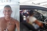 Jeferson Rosendo após a cirurgia e, ao lado, o carro em que sofreu o acidente. (Foto: Reprodução / TV Gazeta)