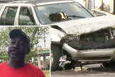 Freddie Finkley e o carro acidentado de Eric Lopez. (Foto: Reprodução / GOD TV)