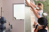Filhas oram do lado de fora da janela do hospital no RN pela mãe. (Foto: Arquivo pessoal)