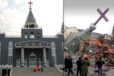 Igreja Golden Lampstand, na China, sendo destruída, em 2018. (Foto: Reprodução Veja Abril)