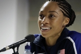 Allyson Felix, uma das atletas mais premiadas da história do atletismo. (Foto: AP Photo/Matthias Schrader)