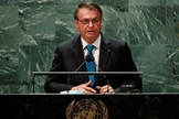 Jair Bolsonaro em seu discurso na sede da ONU, em NY. (Foto: Reprodução / Estadão)