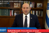 O primeiro-ministro israelense Naftali Bennett participou de cúpula da Mídia Cristã. (Foto: Vídeo Jerusalem Dateline)