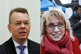 O pastor Andrew Brunson e a parlamentar finlandesa Päivi Räsänen. (Foto: Reprodução / CBN News)