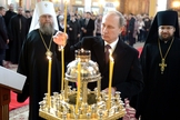 Visita do presidente russo Vladimir Putin à Catedral da Dormição. (Foto: Serviço de Imprensa do Presidente da Rússia)