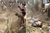 Homem sendo atacado por uma multidão com pauladas e pedradas, no Paquistão. (Foto: Captura de tela/Vídeo Instagram)