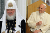 Patriarca russo Kirill; Papa Francisco. (Fotos: Creative Commons)