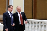 Vladimir Putin ao lado de Dmitry Medvedev, em 2012. (Foto: Kremlin/Wikimedia Commons).