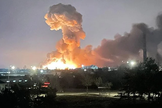 Explosão na capital ucraniana de Kiev, em 24 de fevereiro de 2022. (Foto: Gabinete do Presidente da Ucrânia)