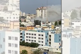 Cenas do início do bombardeio israelense em Gaza. (Captura de tela/Twitter/@qudsn)
