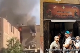 Um incêndio destruiu a igreja Mártir Abu Sefein, no Cairo, neste domingo (15). (Foto: Reprodução/On Demand News/Reprodução/Global News). 