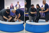 Rafinha Silva se batiza nas águas. (Foto: Arquivo pessoal).