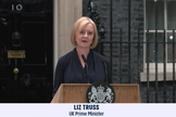 Liz Truss discursa em frente à residência oficial. (Captura de tela/i24News)