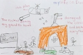 Desenho de Sara que descreve o ataque do Estado Islâmico contra seu pai e seu avô. (Foto: Reprodução/God Reports)