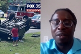 Wisguere Dormevil se reencontrou com o pai e filho que salvou. (Foto: Reprodução/Fox35).