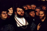 Martinho Lutero e os reformadores de Wittenberg (Lucas Cranach the Younger/1515–1586)