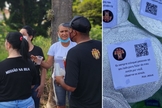 Voluntários receberam participantes de evento esportivo com copo de água gelada. (Foto: Reprodução/Facebook Missão Encorajamento)