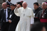 Papa Francisco em visita a igreja de El Quinche, Pichincha. (Foto: Carlos Rodríguez/Andes/Creative Commons).