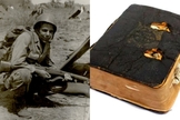  Em 1917, o britânico Leslie Friston foi livrado de duas balas por sua Bíblia. (Foto: Imagem ilustrativa/Wikimedia Commons/Matt Frederick/Divulgação/The Royal British Legion).