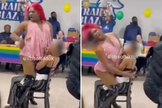 Imagens de vídeo com ‘performance’ drag sobre aluna se tornou viral. (Captura de tela/TikTok/@libsoftiktok)