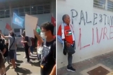 Manifestação impediu a realização de uma feira de universidades israelenses na Unicamp. (Captura de tela/R7)