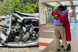 O carro de Harvey Shelton foi esmagado por um caminhão. (Foto: Facebook/Mauzie Shelton/Reprodução/ABC 7).