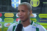 Deyverson, do Cuiabá, chorou em entrevista ao lembrar da amiga que lutou contra o câncer. (Foto: Reprodução/Globo Esporte).