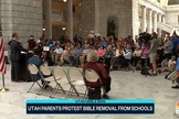 Pais defendem a permanência da Bíblia em bibliotecas de Utah. (Foto: Captura de tela/Vídeo NBC News) 