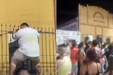Um integrante se pendurou no muro da Assembleia de Deus e dançou com gestos obscenos. (Foto: Reprodução/ Instagram/Assembleianos de Valor/Doutora Silvana).
