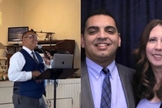 Pastor Eric Quiles na igreja e com sua esposa. (Foto: Reprodução/God Reports)