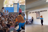 Performance em escola municipal no Rio. (Captura de tela/Instagram/Gustavo Gayer)