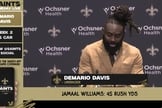 Demario Davis fala sobre as vitórias médicas da filha em entrevista pós-jogo. (Captura de tela/YouTube/New Orleans Saints)